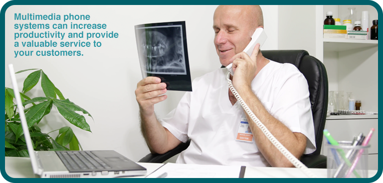 Dentist making a telephone call to discuss business-related issue