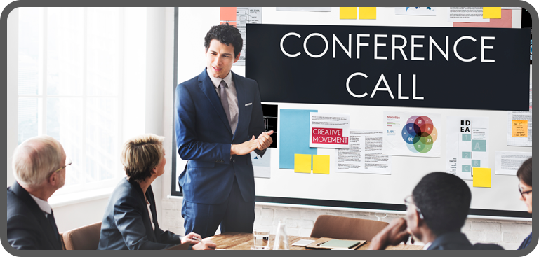 Team holding conference call over SIP phone system