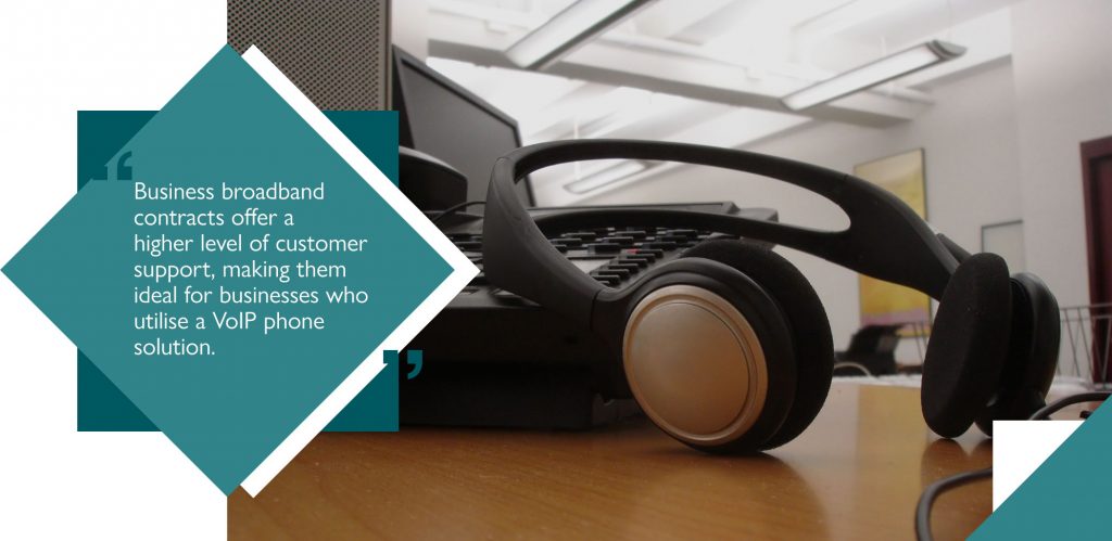 VoIP phone headset on desk